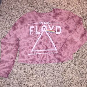 pink floyd cropped tie dye long sleeve shirt